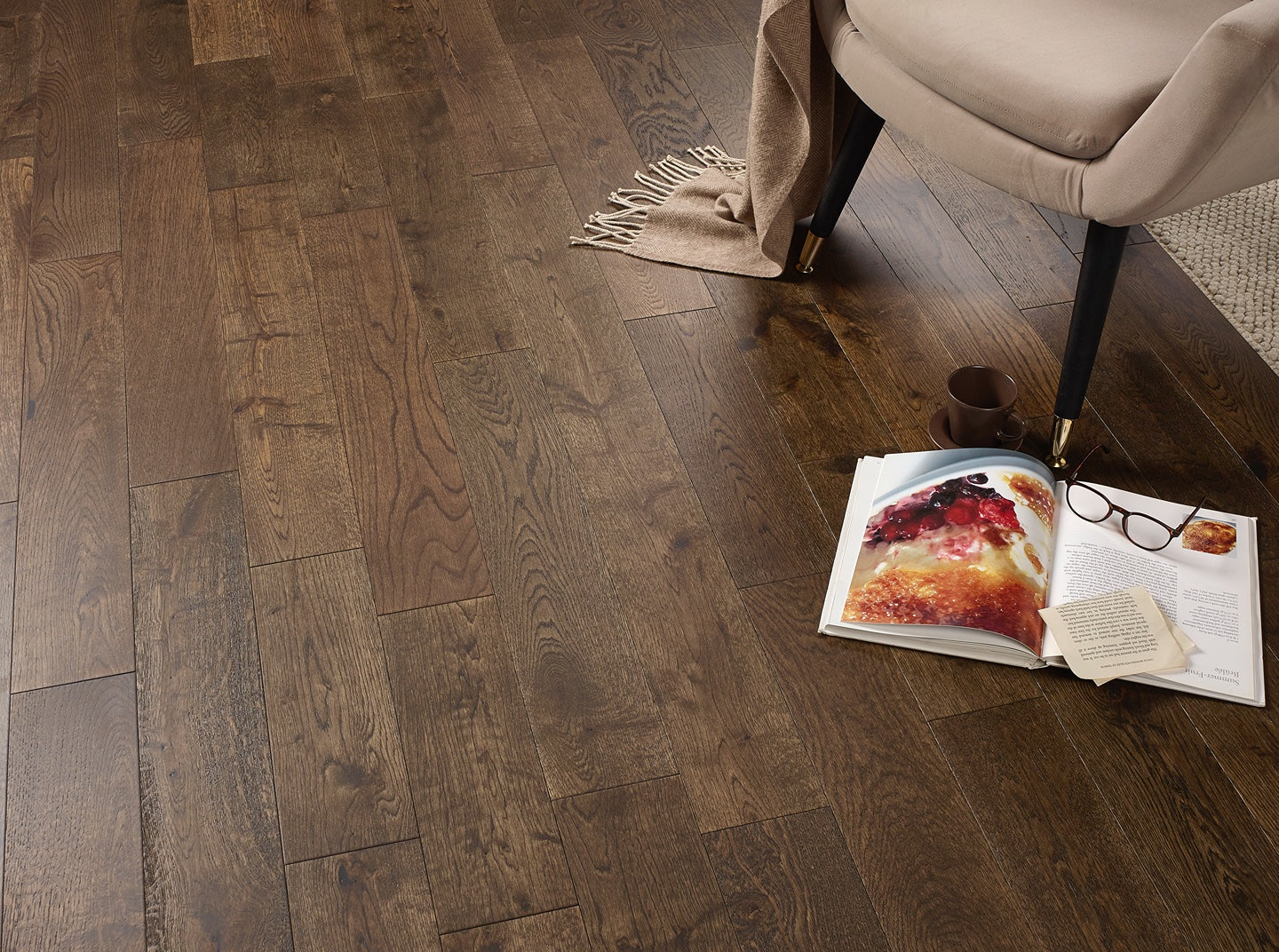 Smoked Brushed & Lacquered White Oak Flooring
