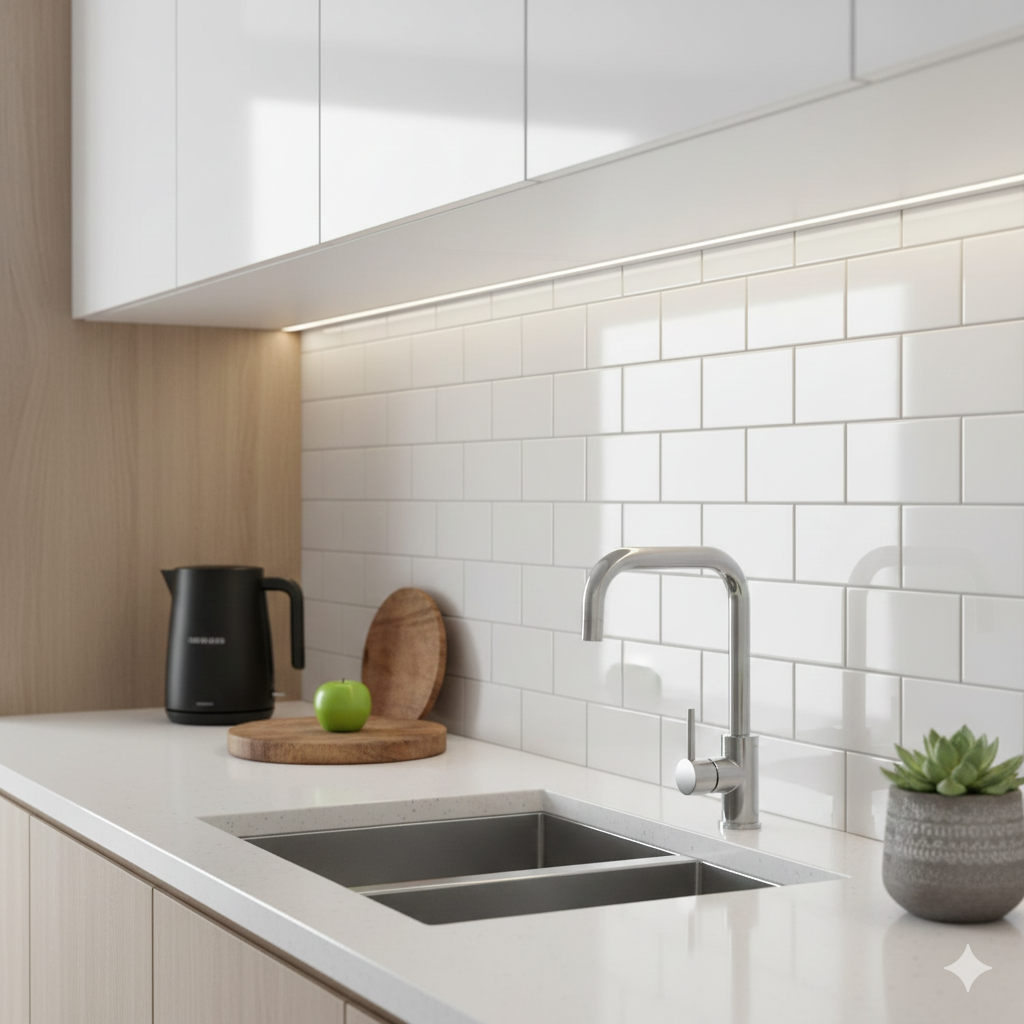 Biselado White Gloss Bevelled Wall Tiles