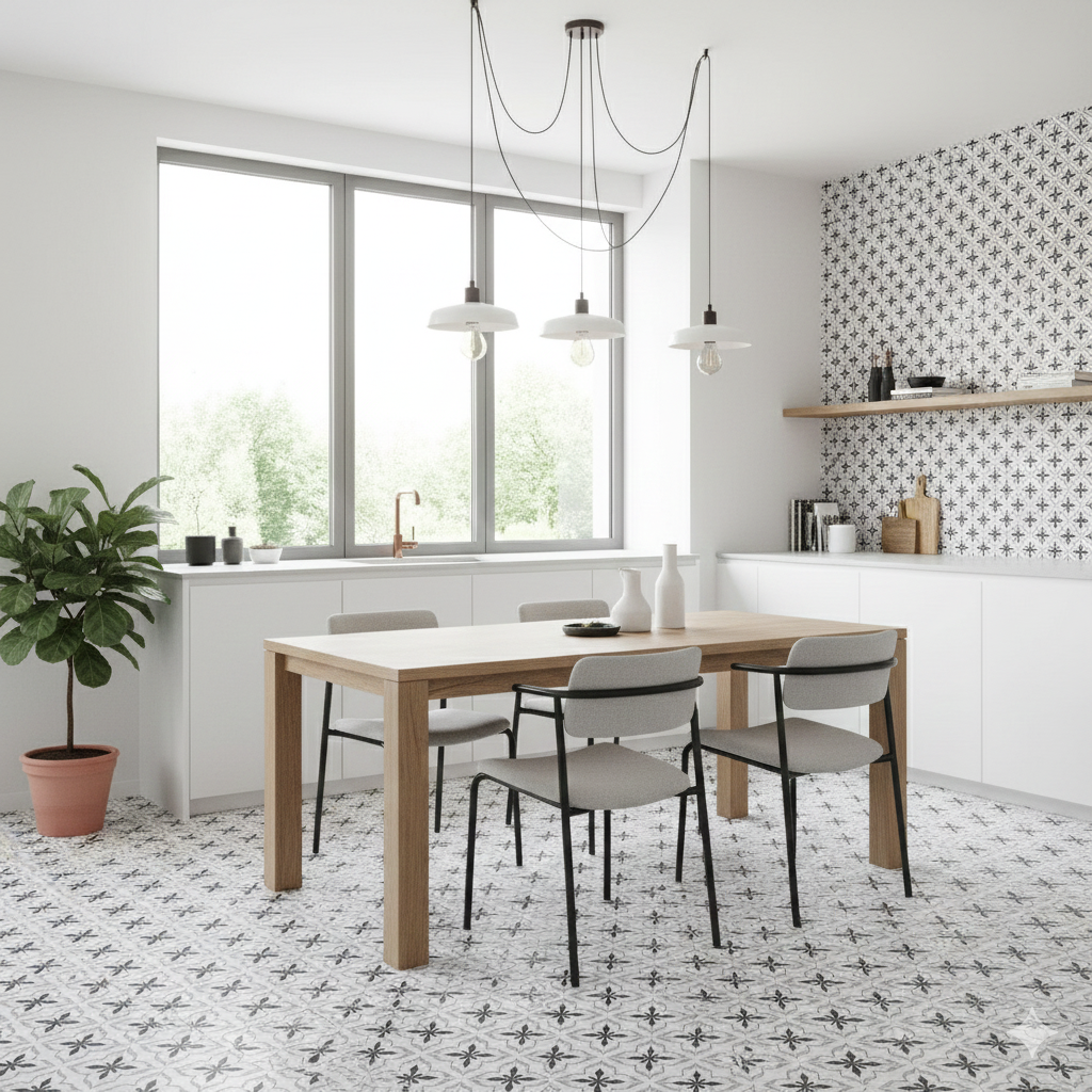 Antique Cube Pattern Black Matt Decorative Floor Tiles