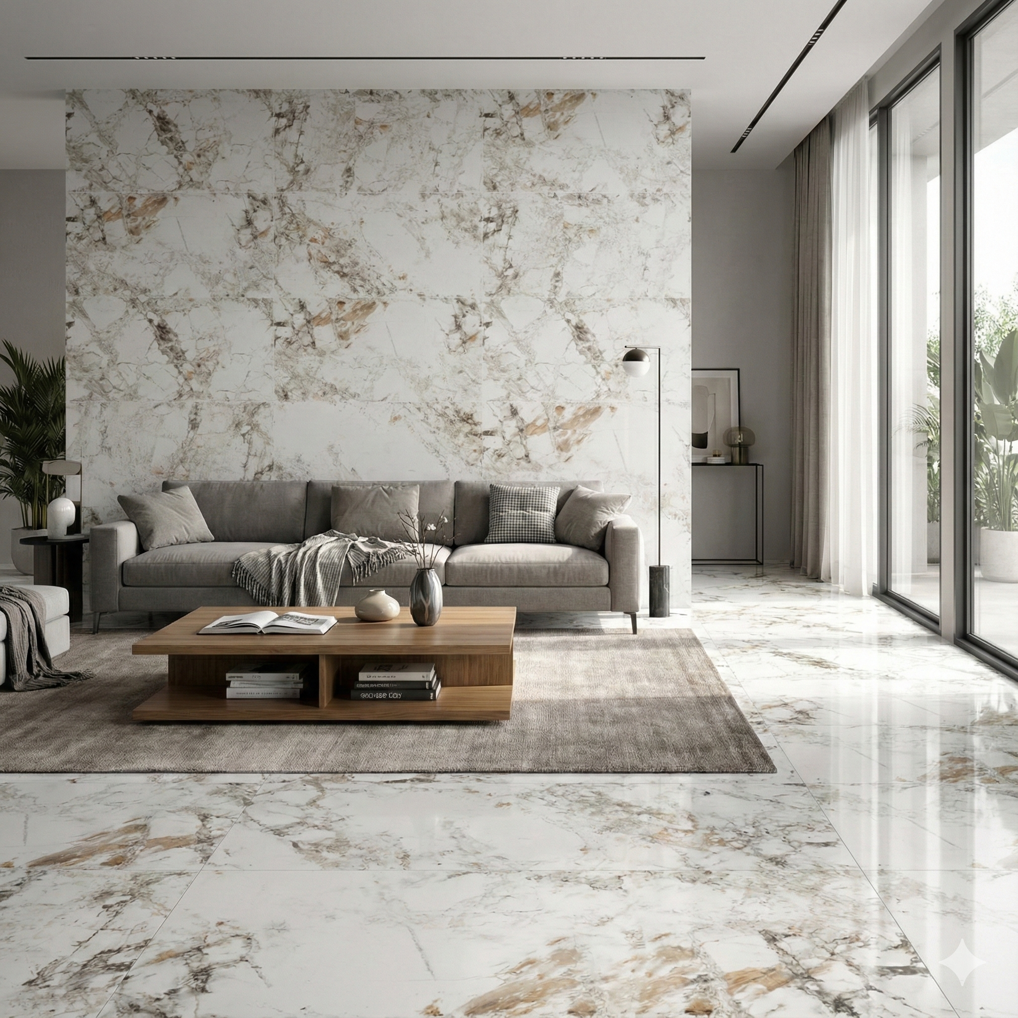 Zebra Polished Porcelain White Floor Tiles