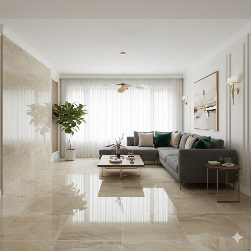 Onyx Lotus Polished Beige Floor Tiles