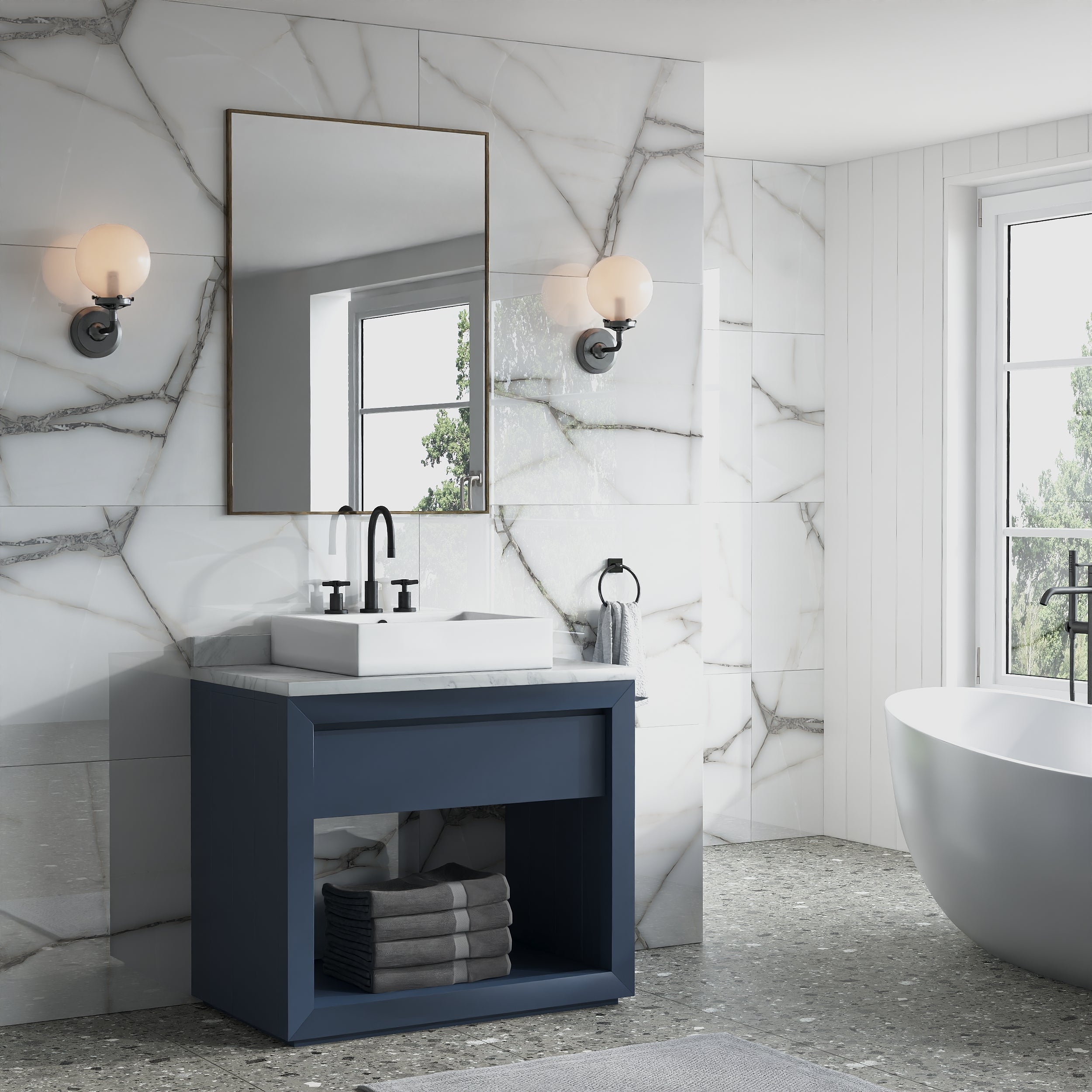Glossy Persian Onyx Grey Tile: Intricate grey veined tiles for elegance
