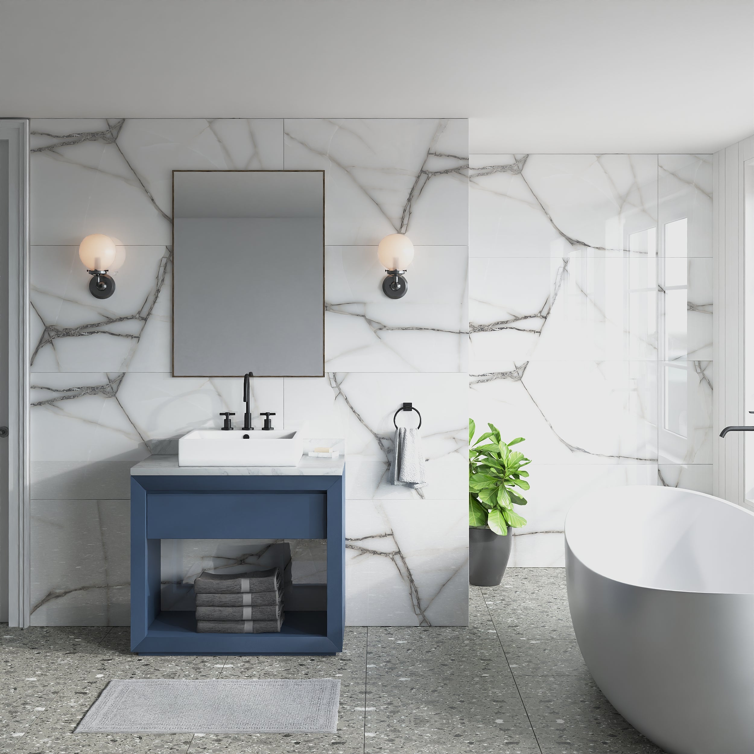 Glossy Persian Onyx Grey Tile: Intricate grey veined tiles for elegance