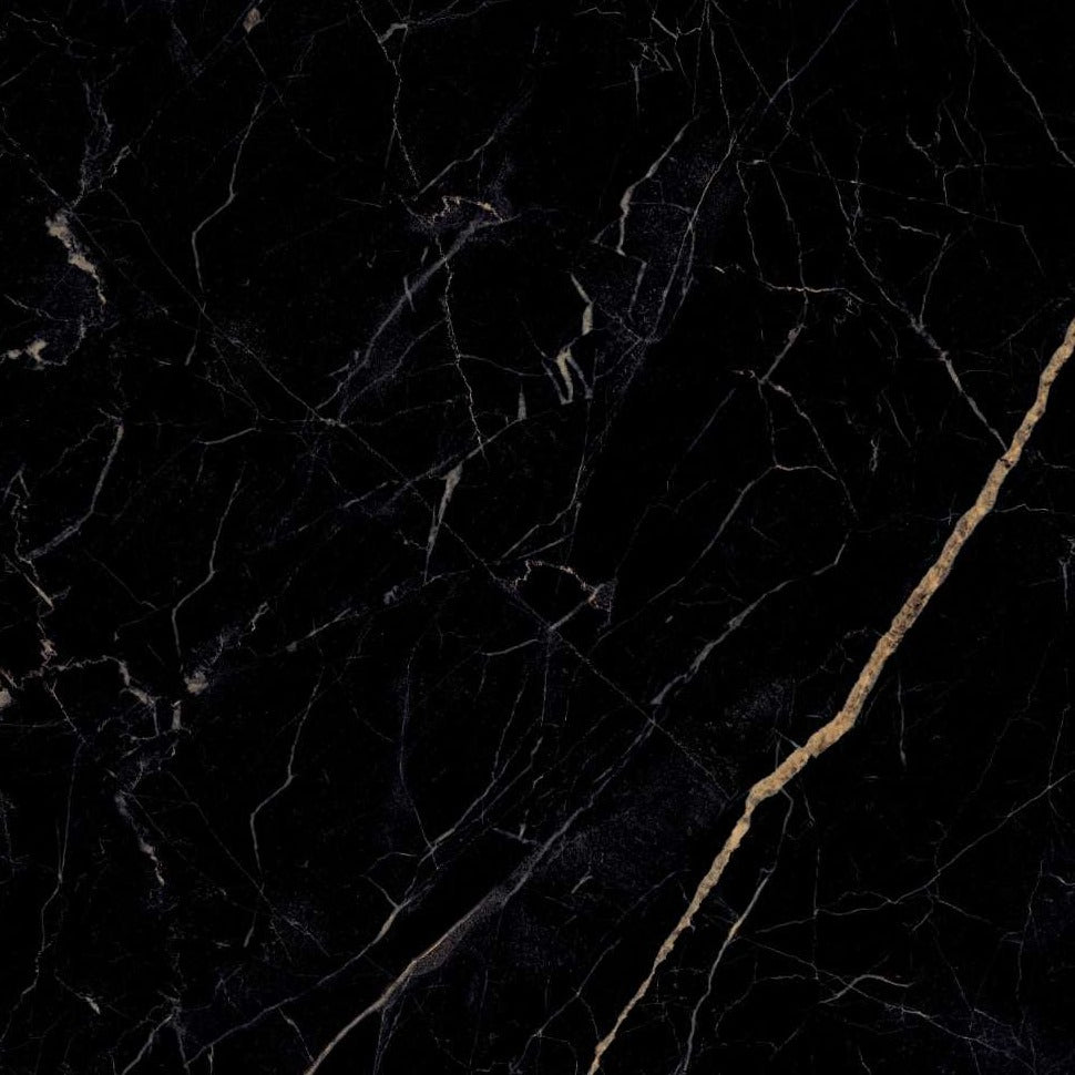 Black Marble tiles with white and golden lines.