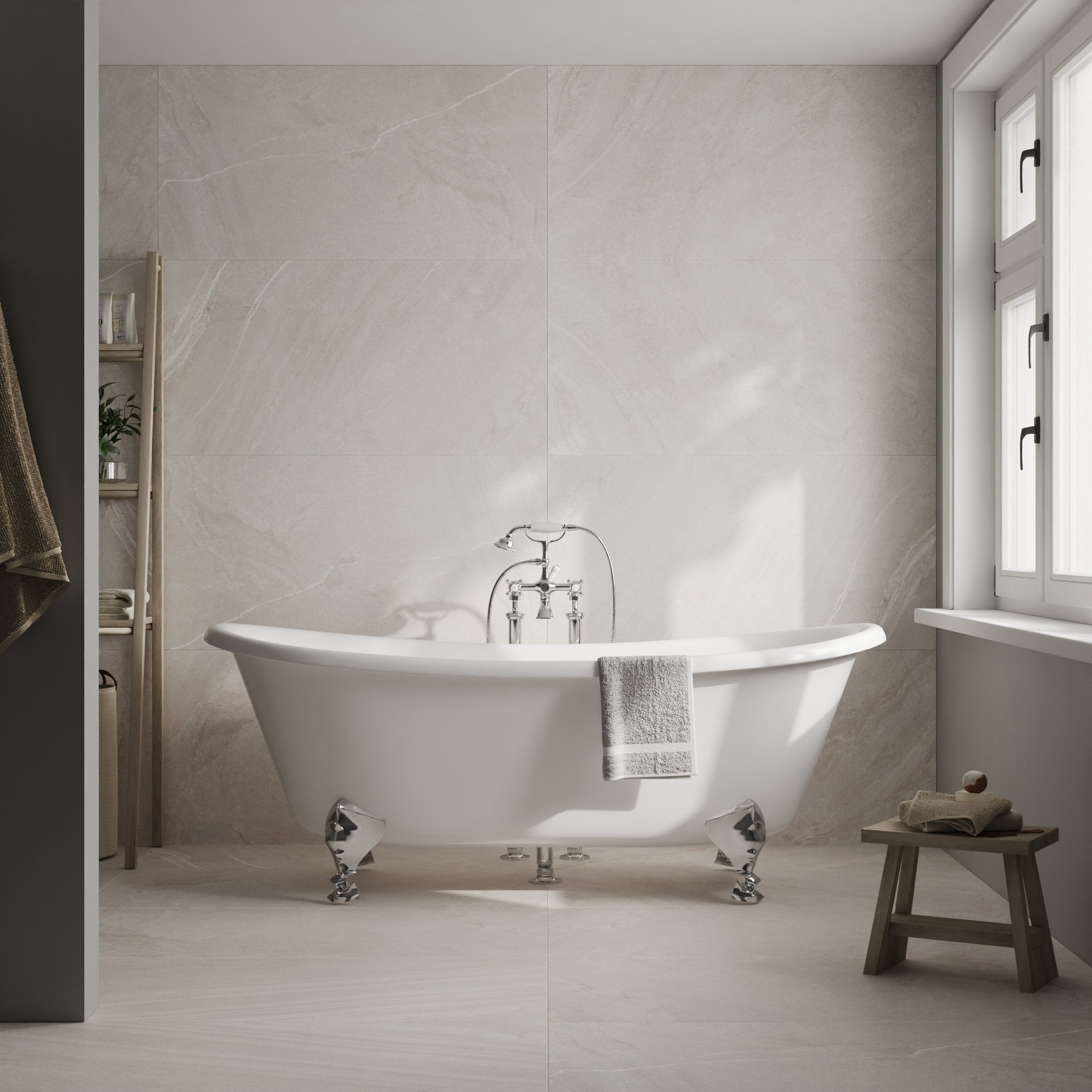 CARDOSTONE WHITE: Stone effect matt rectified tile