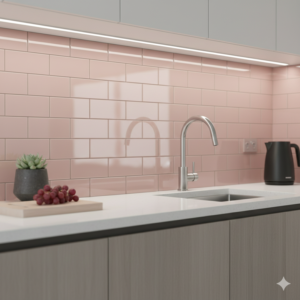 Metrotile Rosa Gloss Bevelled Pink Wall Tiles