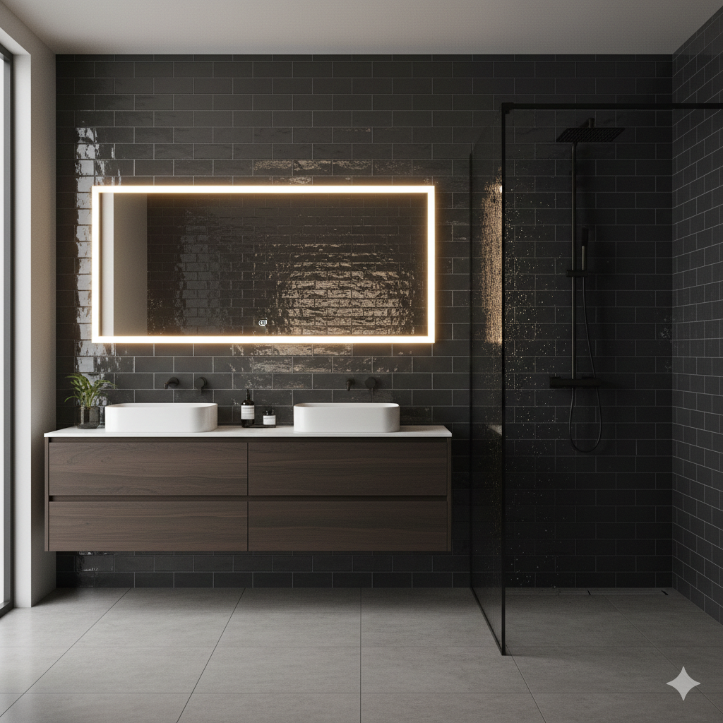 Metrotile Dark Gris Gloss Bevelled Ceramic Wall Tiles