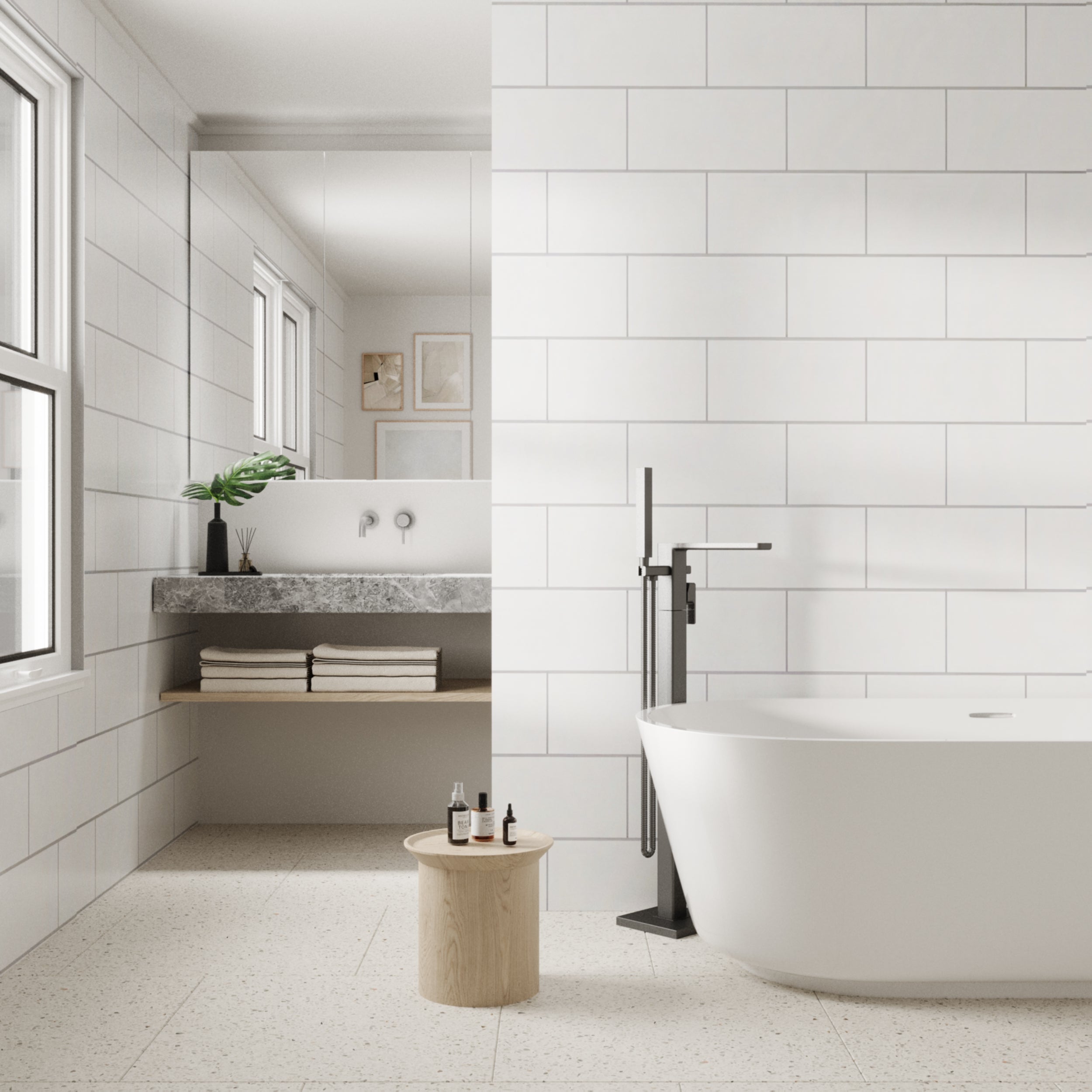 WHITE TILE - Clean White Tile Panel with Spacious, Glossy Design