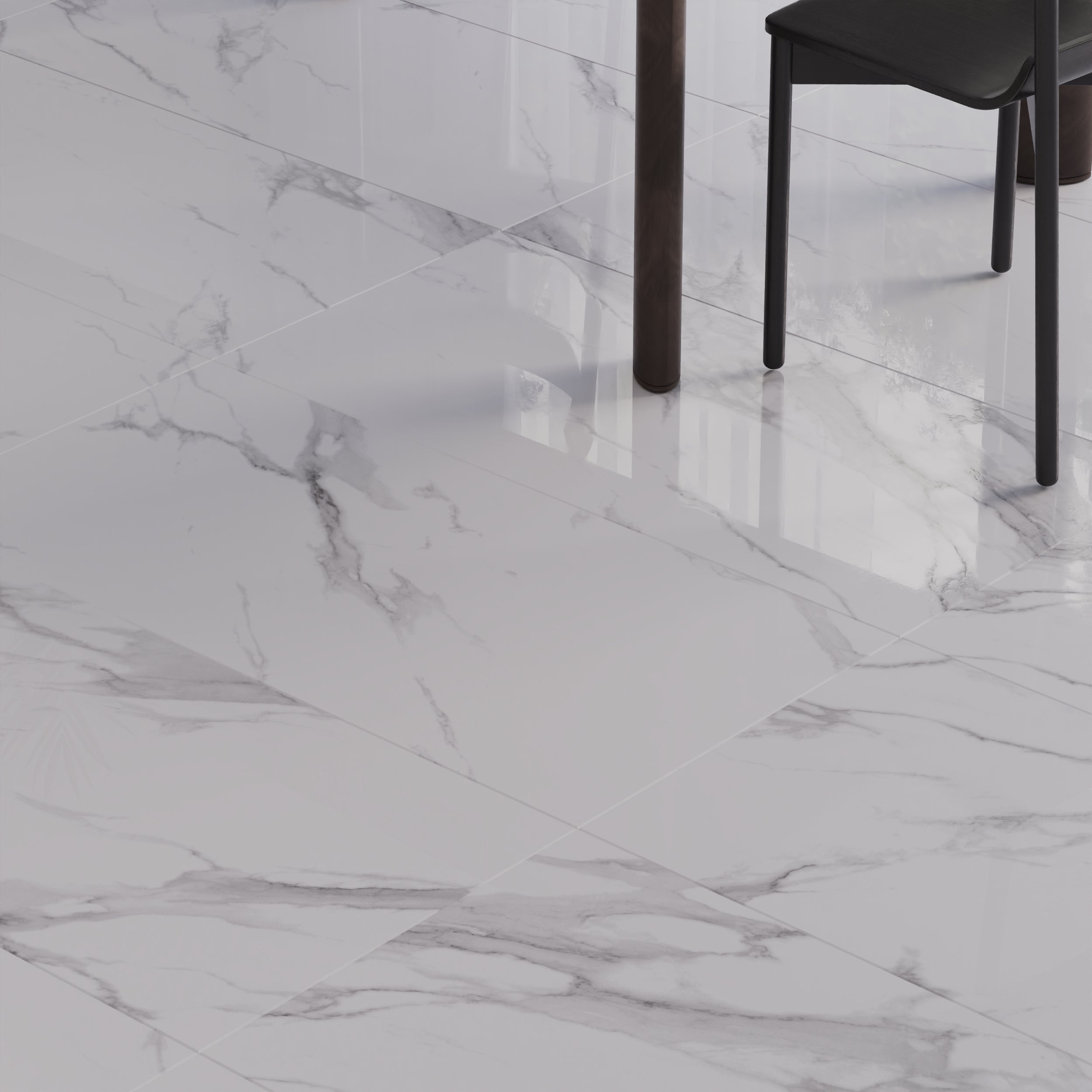 Statuario crystal- Polished marble effect rectified tile