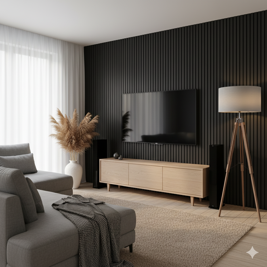 Wooden Slat Black Oak Soundproofing Acoustic Wall Panel