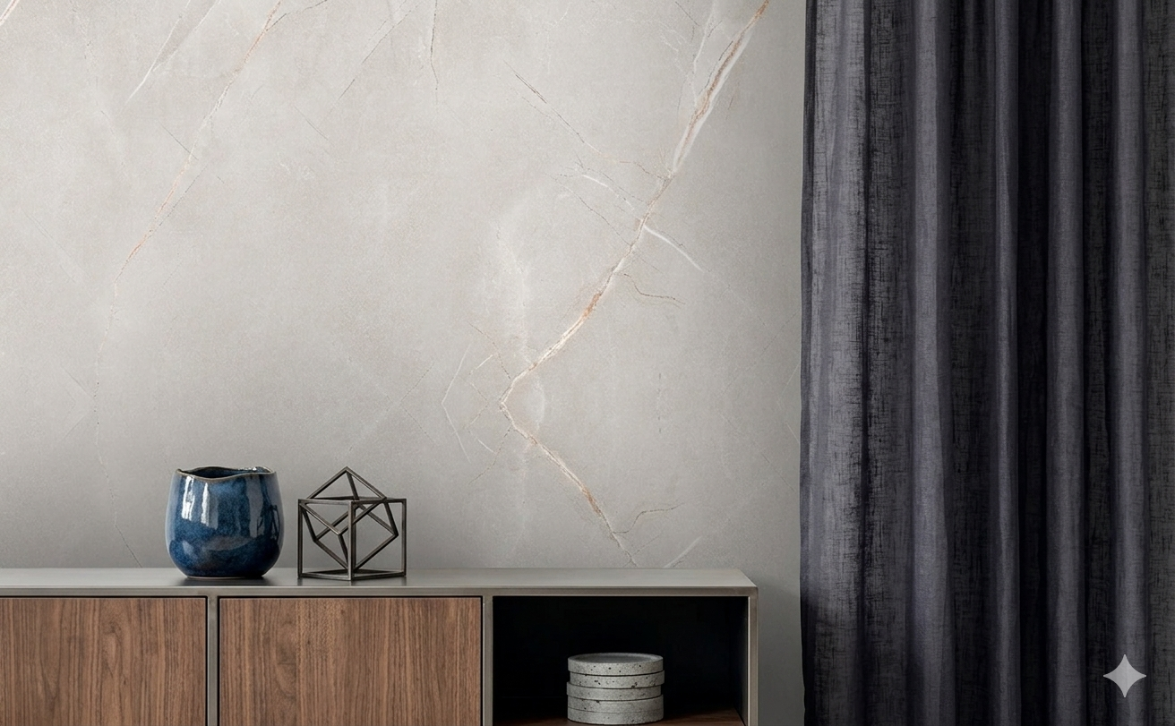 Altair Bianco white marble porcelain wall and floor tiles with geometric modern design finish.