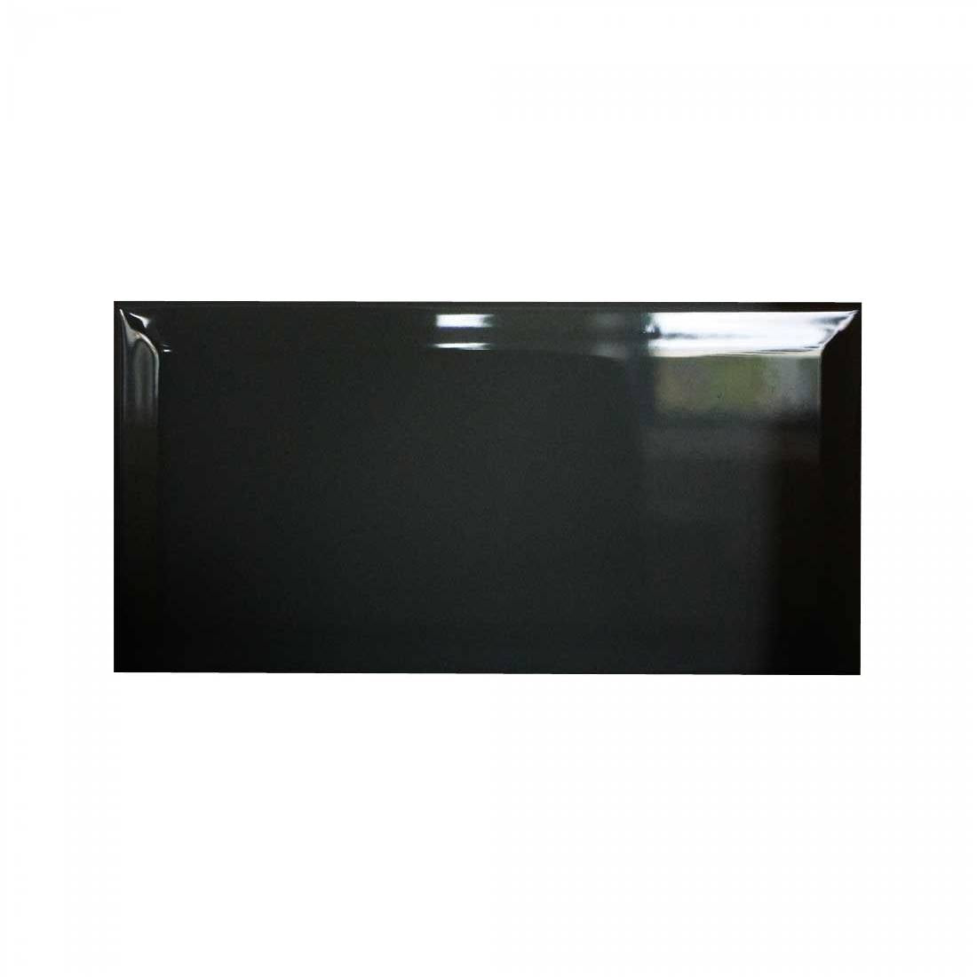 Biselado Black Gloss Bevelled Ceramic Wall Tiles