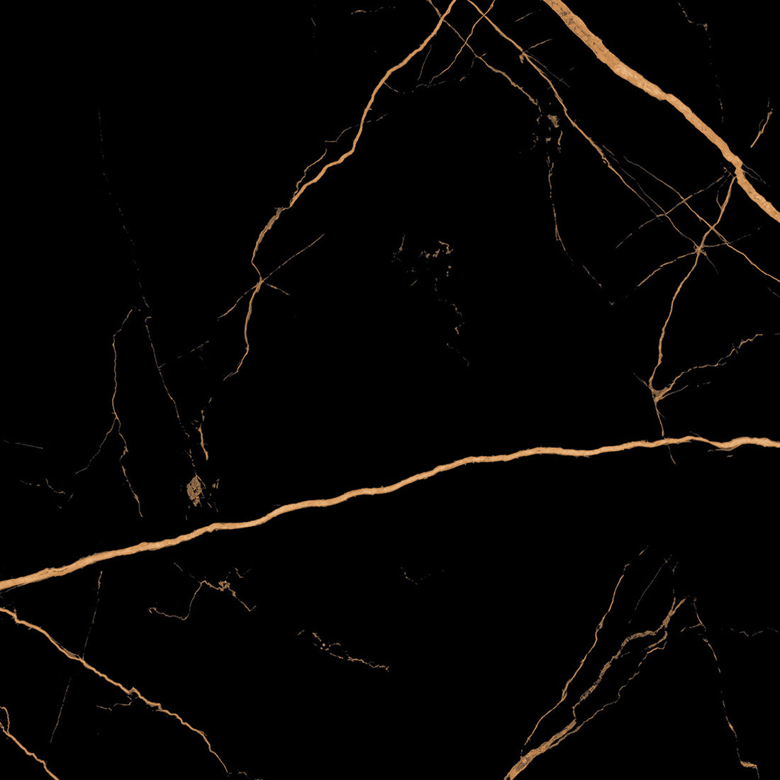 Decorative black ceramic wall and floor tiles with gold accents and matte finish for modern spaces.
