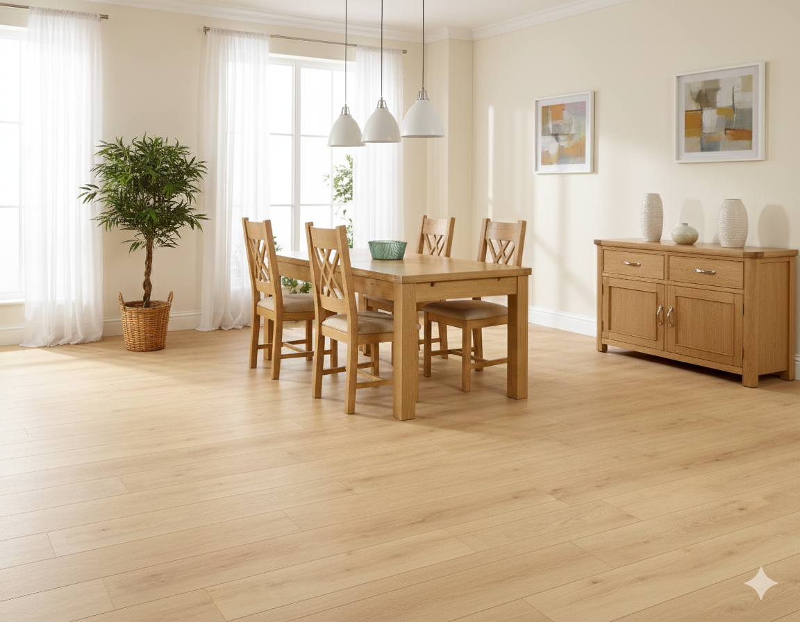 Click lock oak laminate flooring with scratch-resistant surface for high quality laminate flooring.