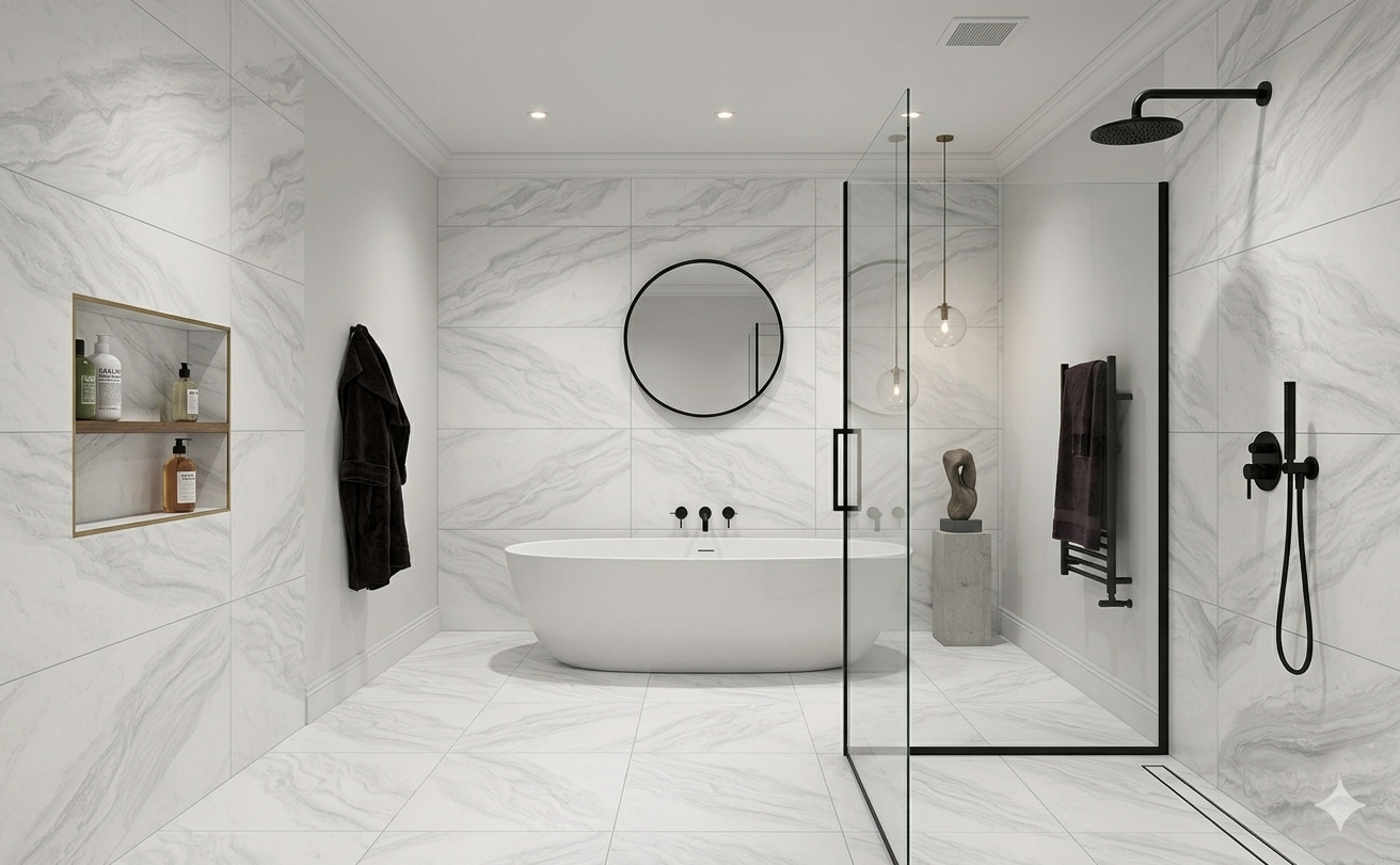 Modern 600x1200mm porcelain wall and floor tiles with durable 8.5mm carved white finish
