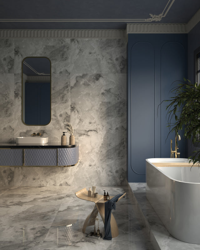 Onyx Reveria Gris High Gloss Marble Effect Tiles