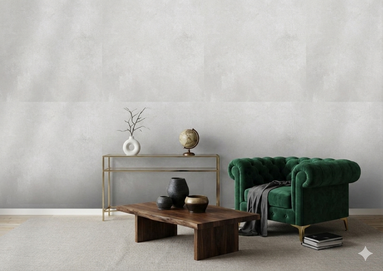 Fusion light grey porcelain wall and floor tiles with matte finish for modern interiors.