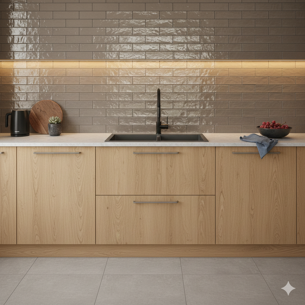Grey gloss porcelain wall and floor tiles with modern ceramic finish