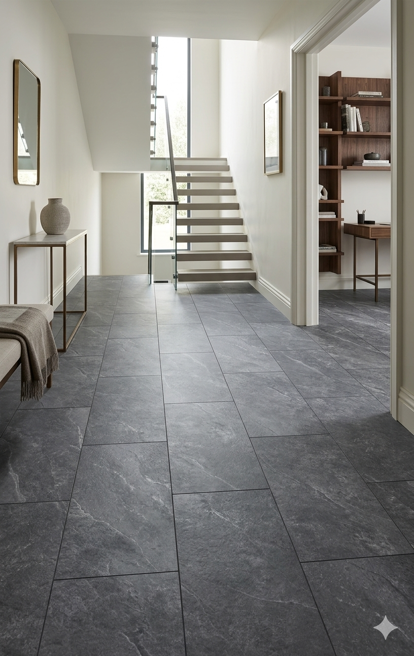 Grey Marble Effect LVT SPC Flooring with realistic stone design and premium matt finish for modern interiors