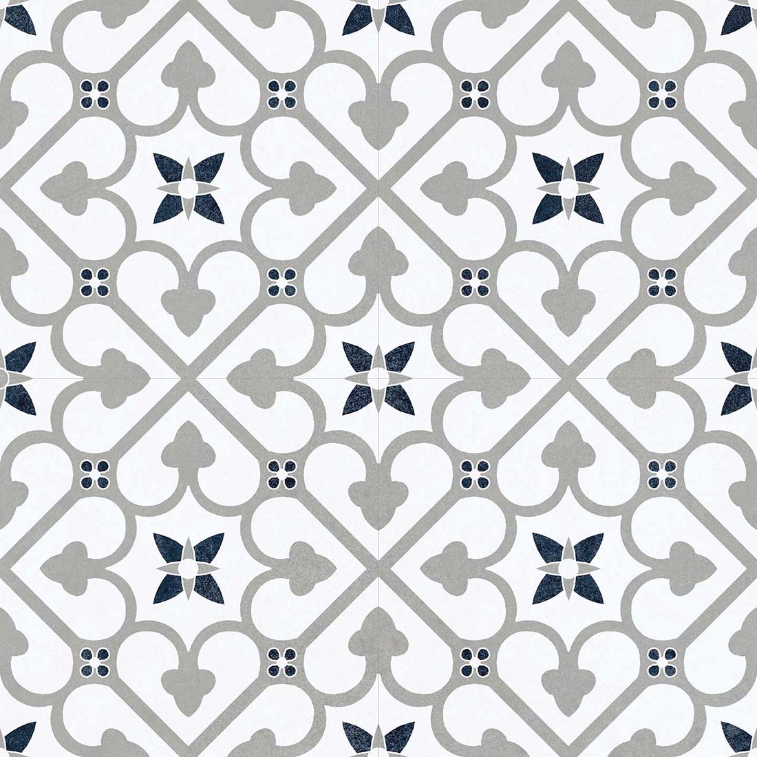 Matt finish grey ceramic wall and floor tiles with elegant decorative pattern for modern interiors.