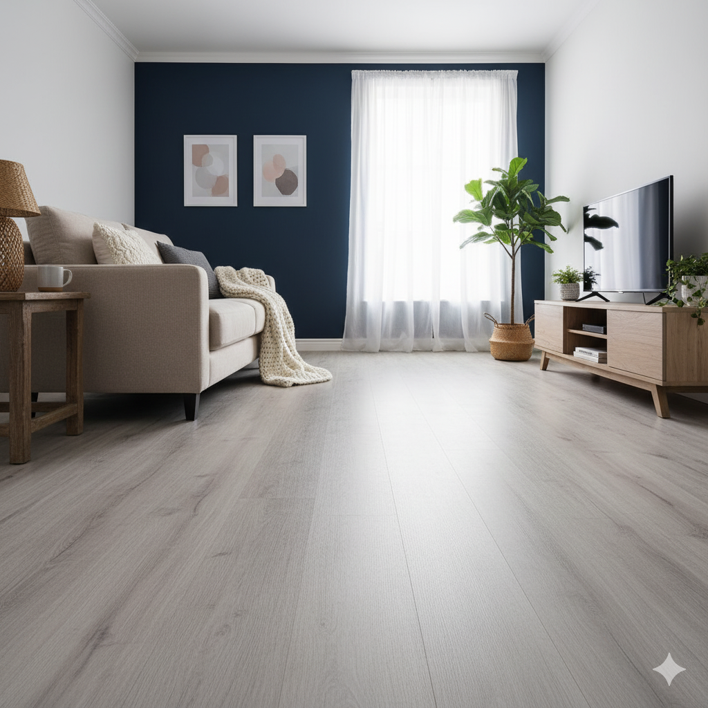 High Quality Laminate Flooring in honey-toned oak finish, Valencia laminate for warm living spaces.