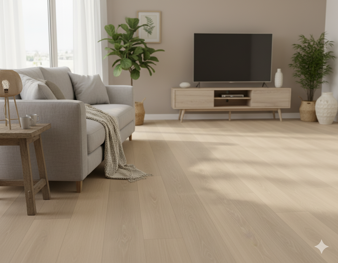 High Quality Laminate Flooring with scratch-resistant surface, Murcia oak laminate for daily use.
