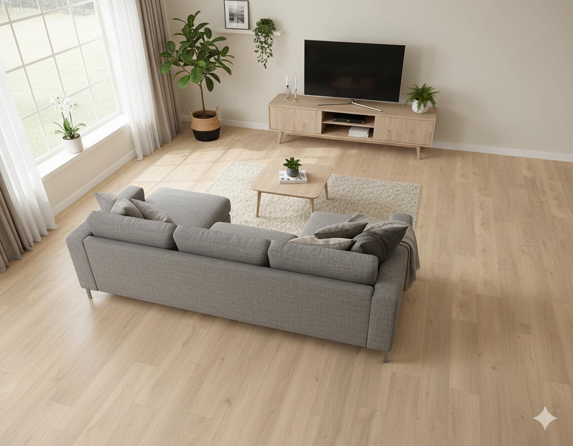 High Quality Laminate Flooring with subtle wood grain texture, Murcia oak laminate flooring.