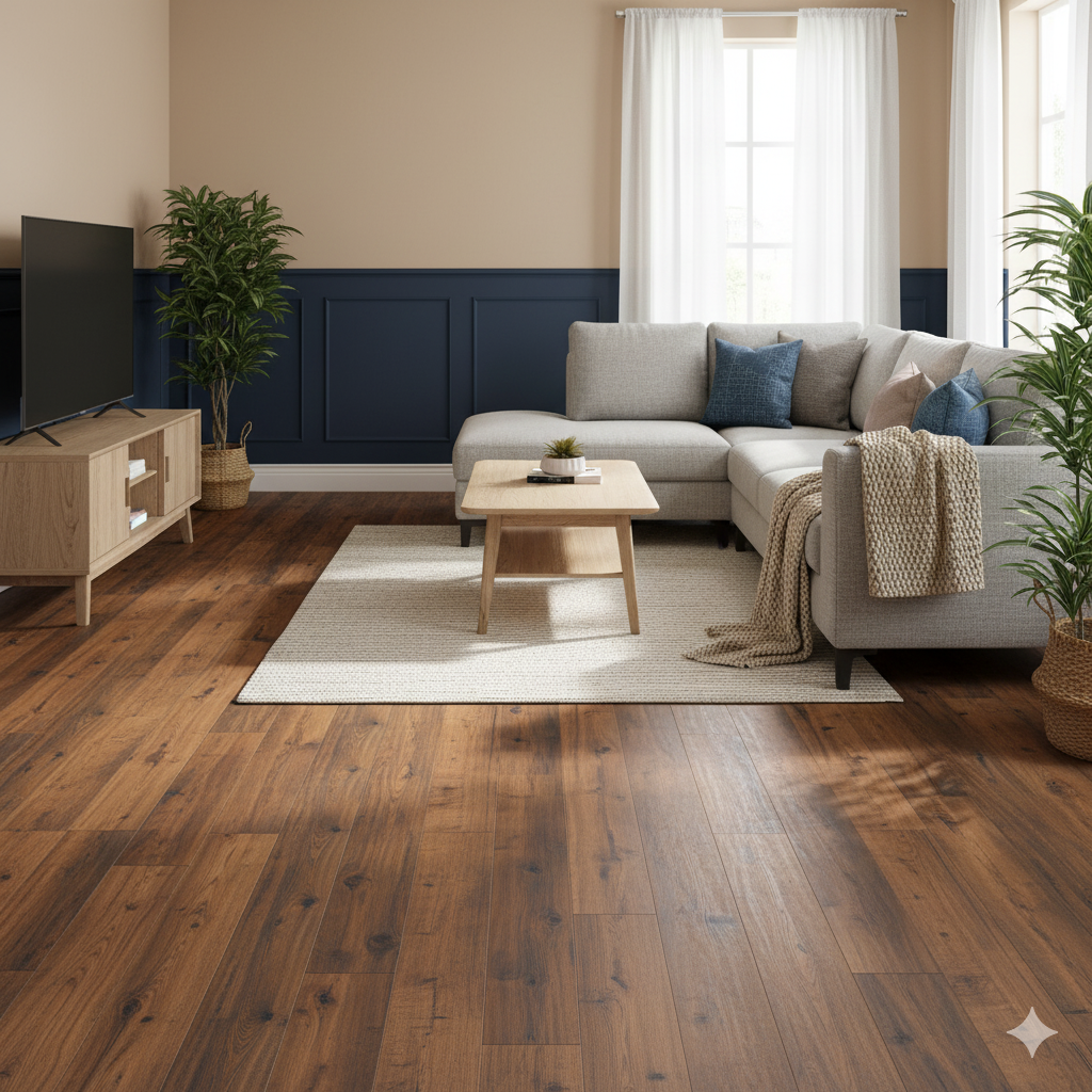 High Quality Laminate Flooring in scratch-resistant oak, Vortex ER Seville for contemporary living spaces.