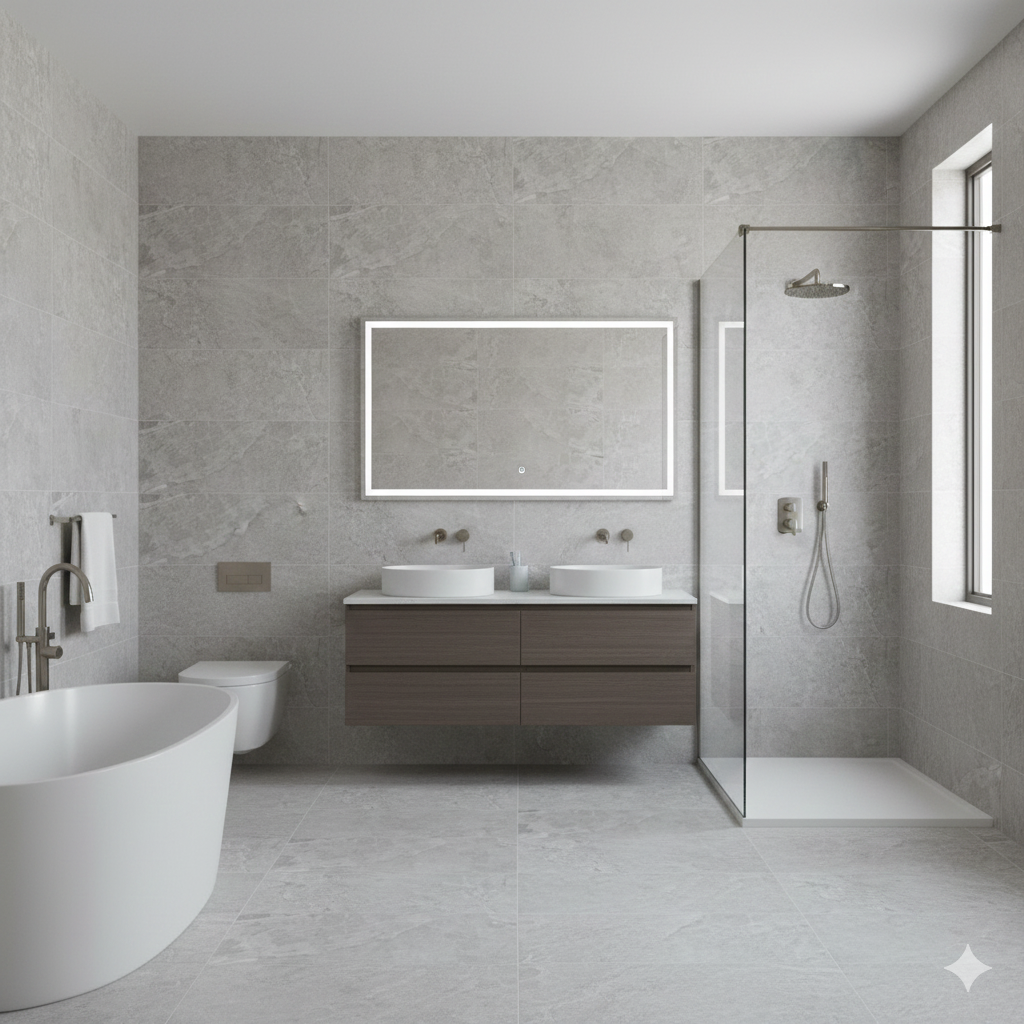Lajedo Grey Matt Porcelain Wall And Floor Tiles with R11 anti slip stone effect