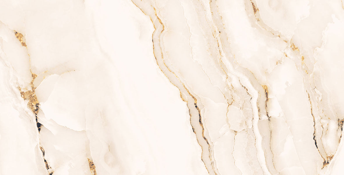 Large format porcelain wall and floor tiles 600x1200mm with glossy marble look and elegant crema surface
