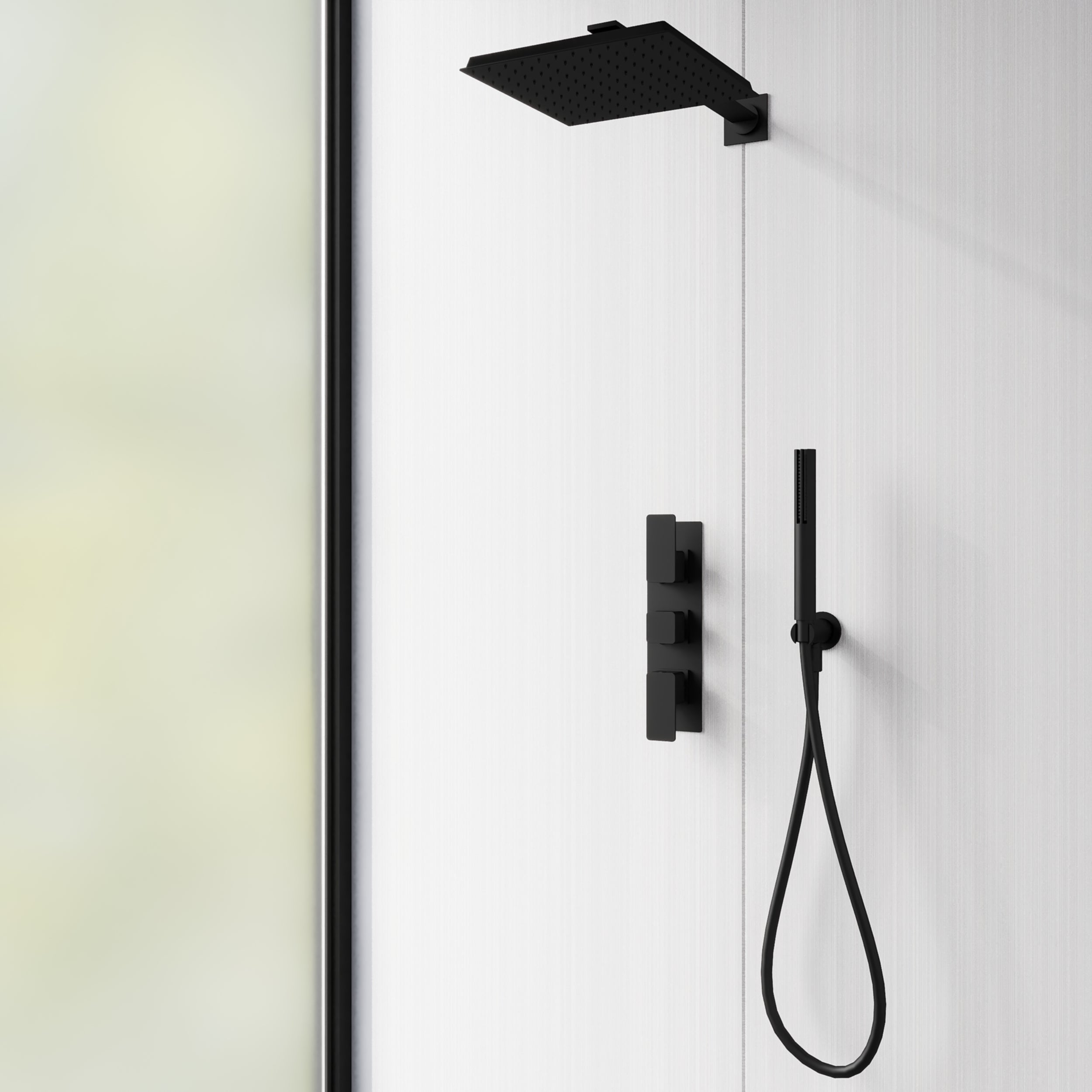 Minimalist light grey decorative wall panels with stripe pattern, seamless, easy-to-clean, ideal for bathrooms.