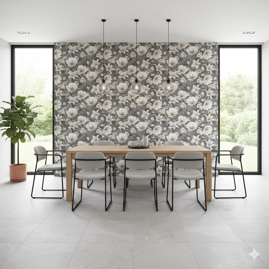 Linsey Decor grey matt porcelain wall and floor tiles with contemporary patterned design.