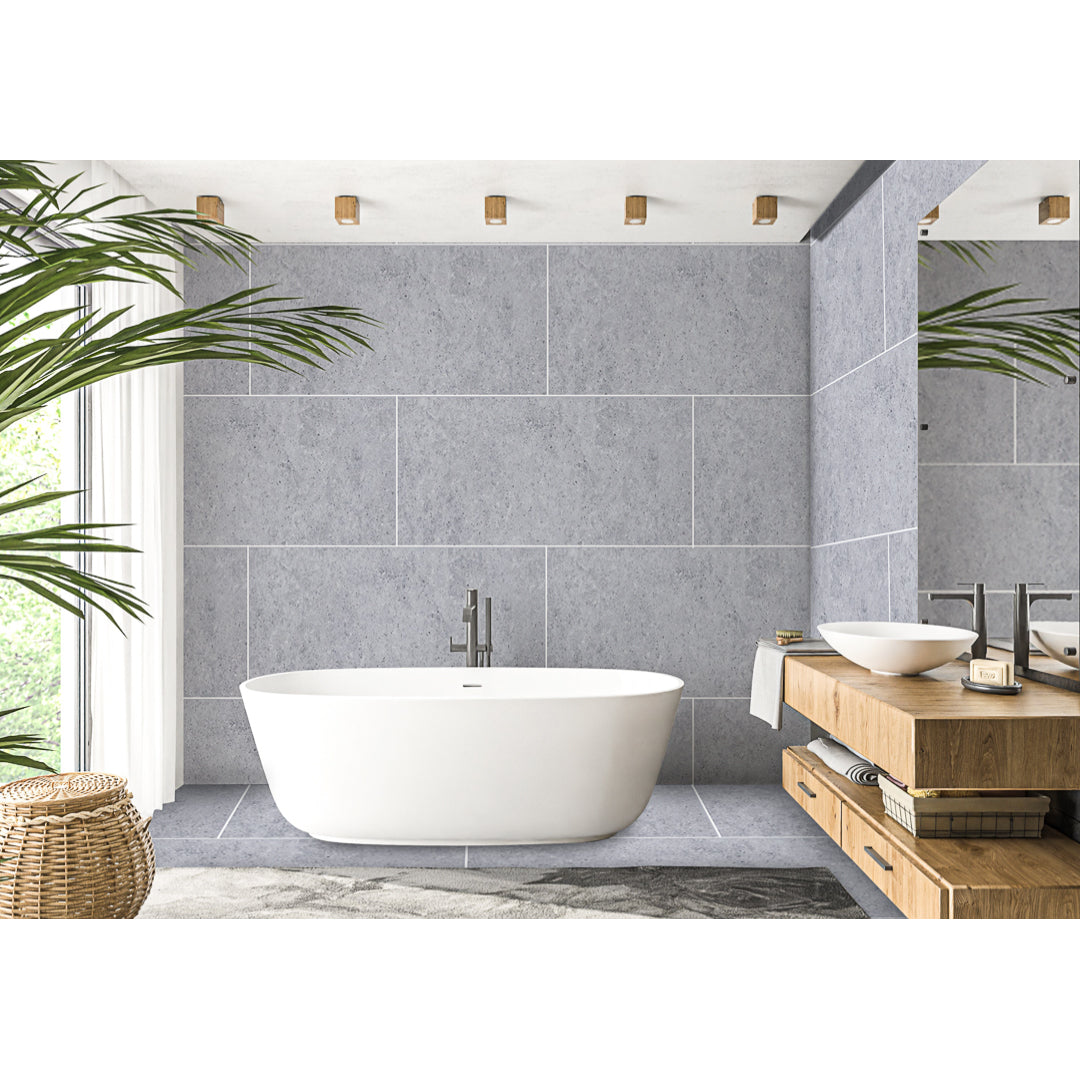 Livanto Grey Large Format Porcelain Wall And Floor Tiles with sleek matte finish for modern interiors.