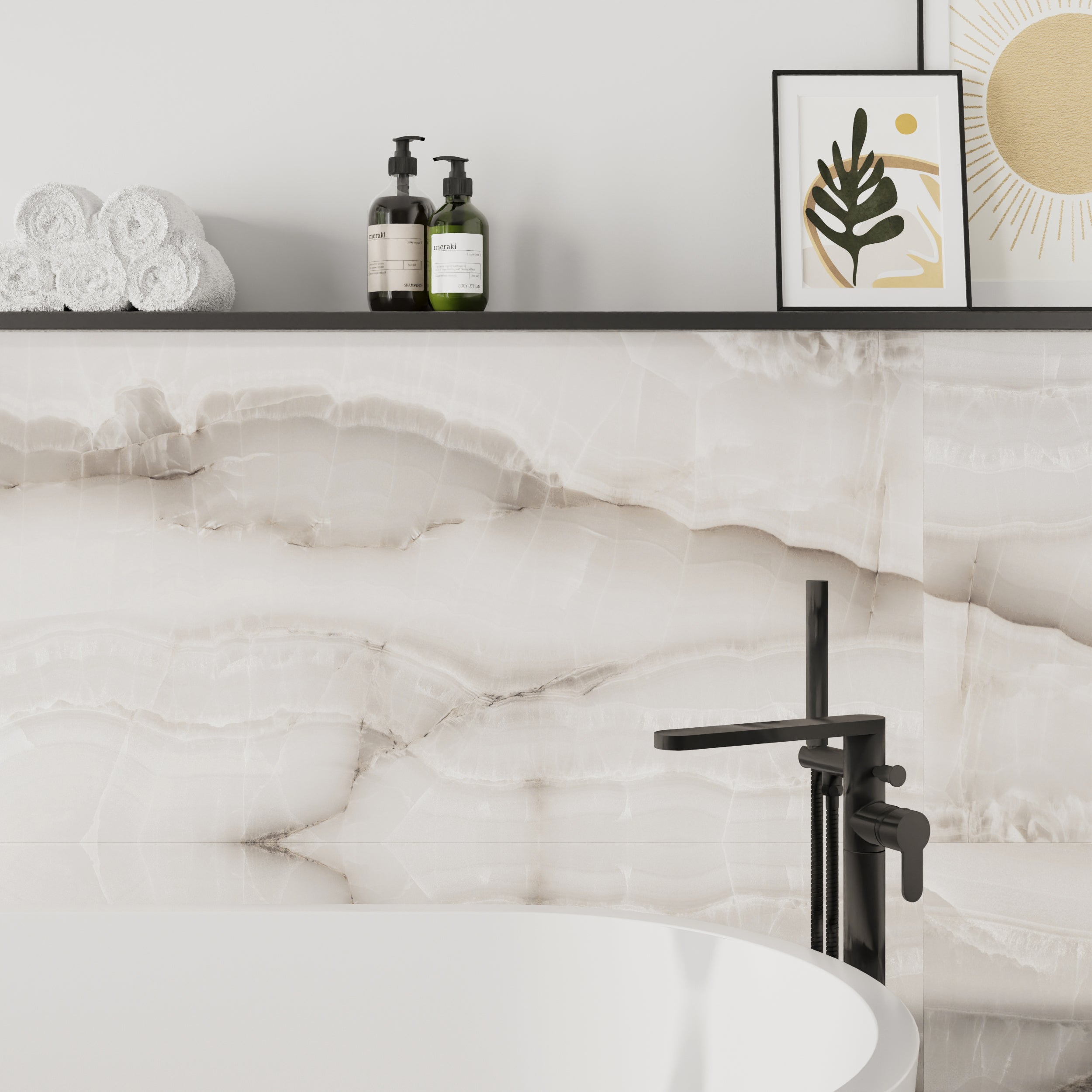 Luxury Marmo Onyx Grey Porcelain Wall And Floor Tiles with reflective glossy finish