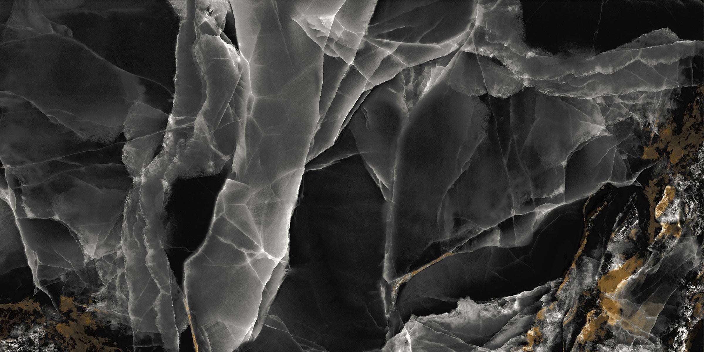 Marble effect porcelain wall and floor tiles with reflective black glossy finish for elegant living rooms