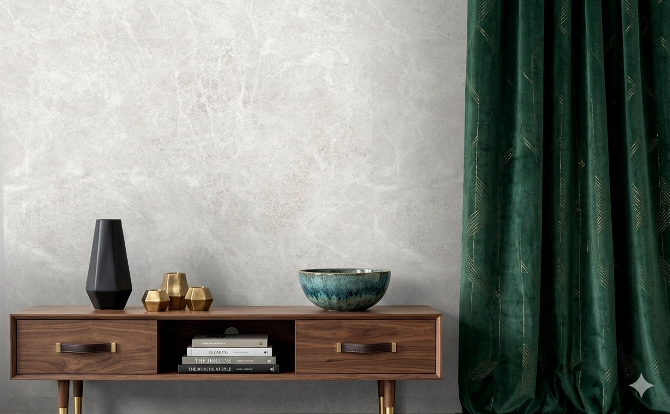 Matrix Bianco porcelain wall and floor tiles with glossy white marble and geometric design.