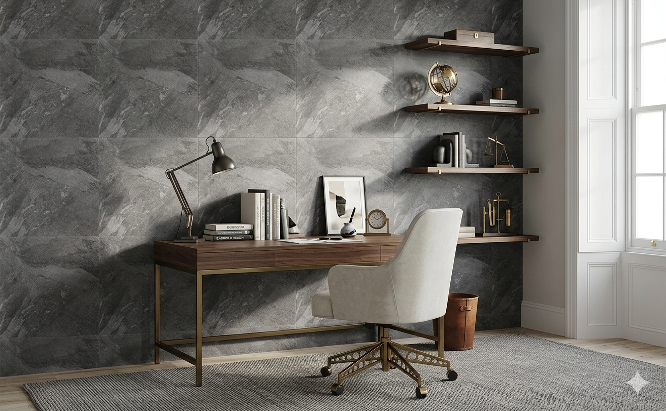 Modern matt grey marble effect Porcelain wall and floor tiles for kitchens, bathrooms, and hallways