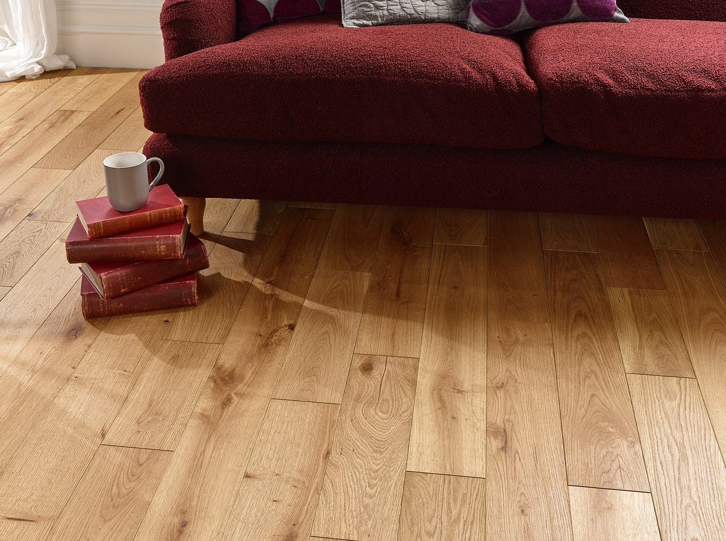 Natural brushed and oiled oak engineered flooring with rich wood grain for modern interiors, flooring online