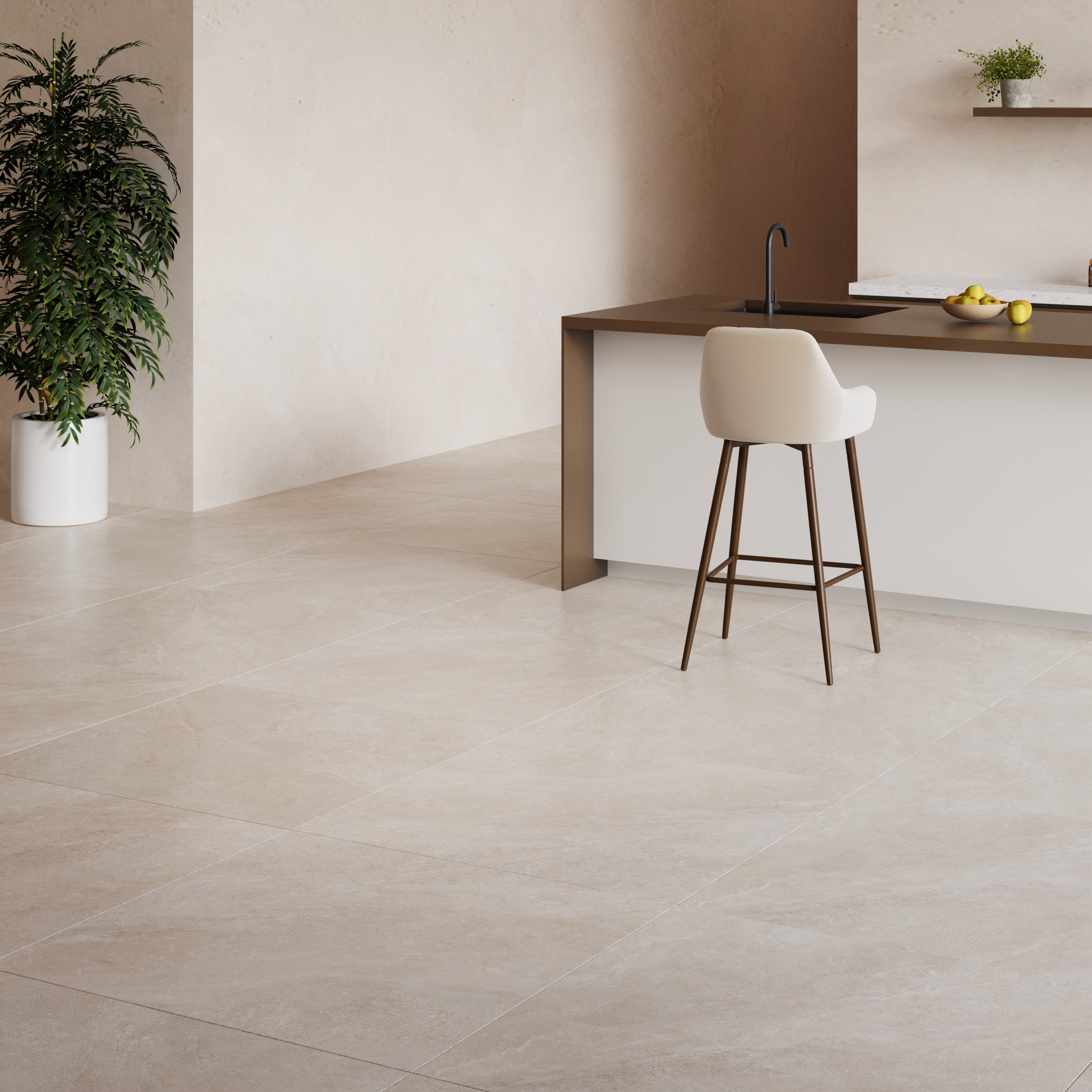 Nuances Ivory matt natural stone porcelain wall and floor tiles in soft ivory tone.