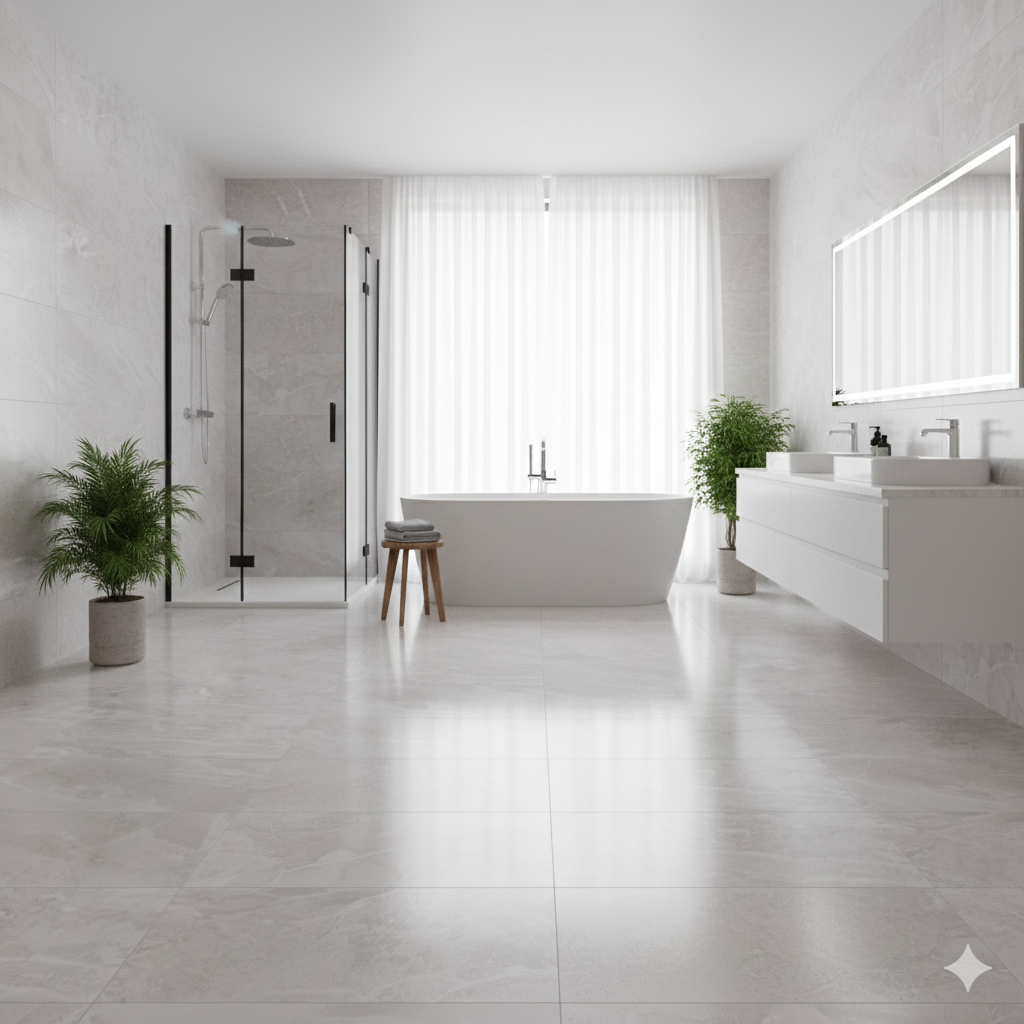 Off white Porcelain Wall And Floor Tiles with modern matt surface for kitchens and bathrooms.