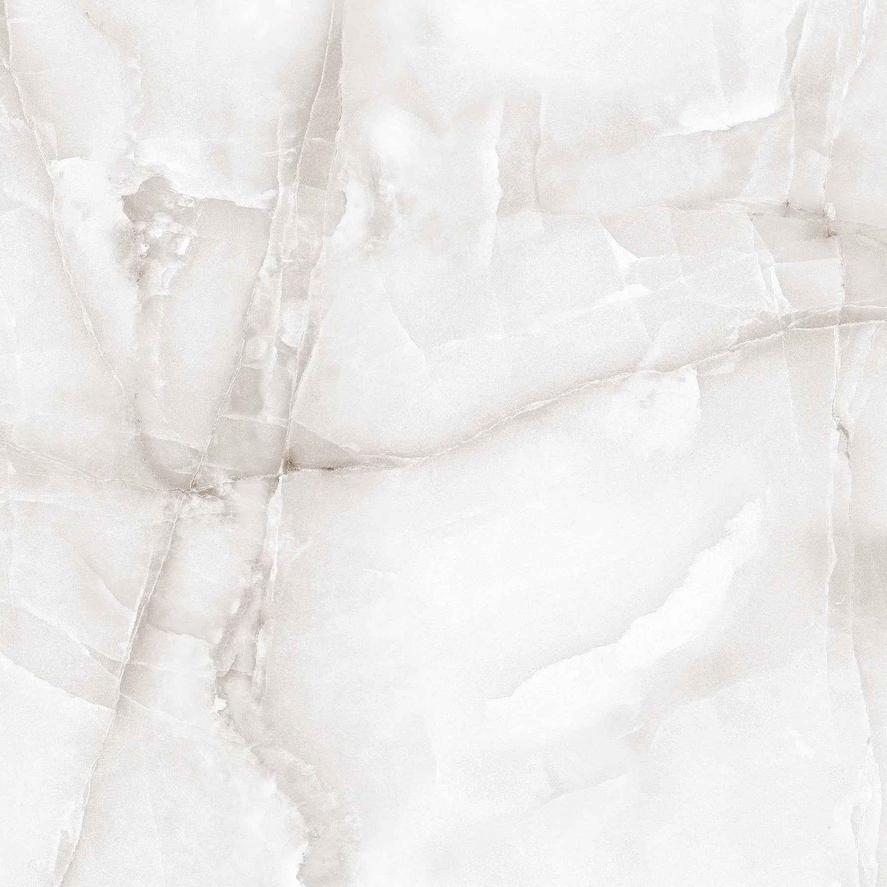 Onyx Grey porcelain wall and floor tiles with glossy white marble effect and geometric design.