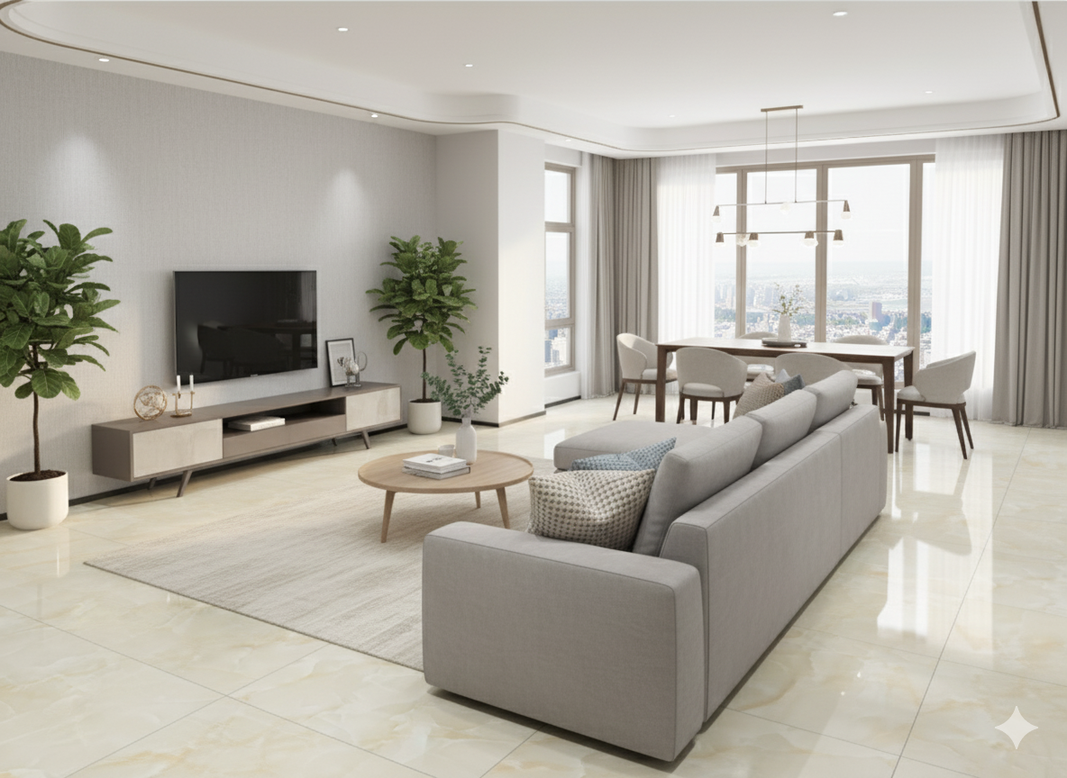 Pearl Onyx Gold Marble Effect Porcelain Wall And Floor Tiles in beige with glossy finish.