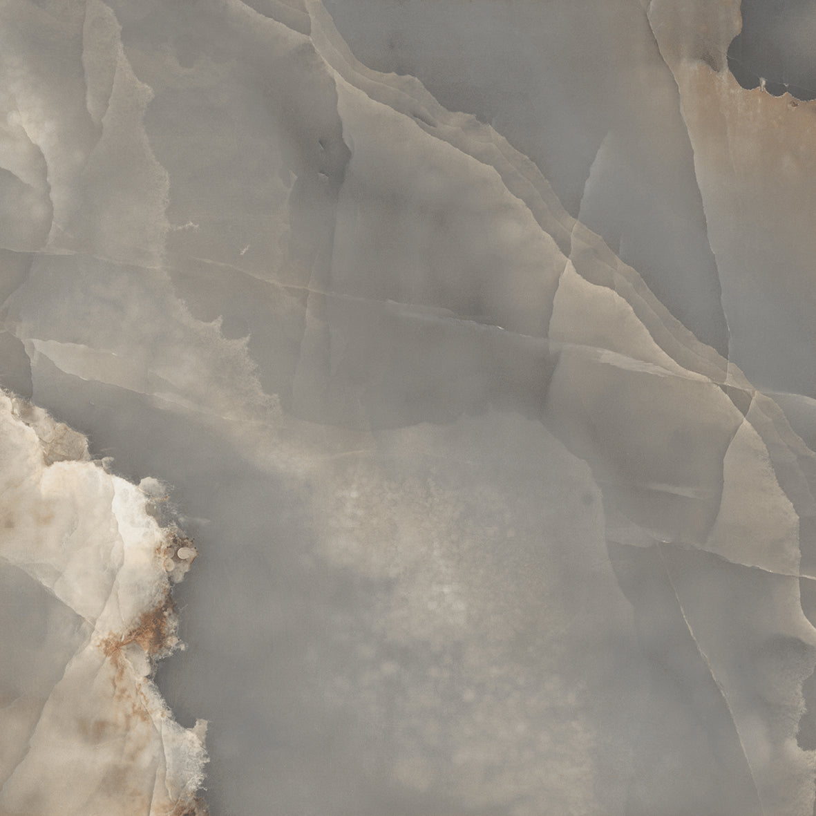 Glossy Pearly Onyx marble tiles with precise edges, perfect for contemporary living room floors.