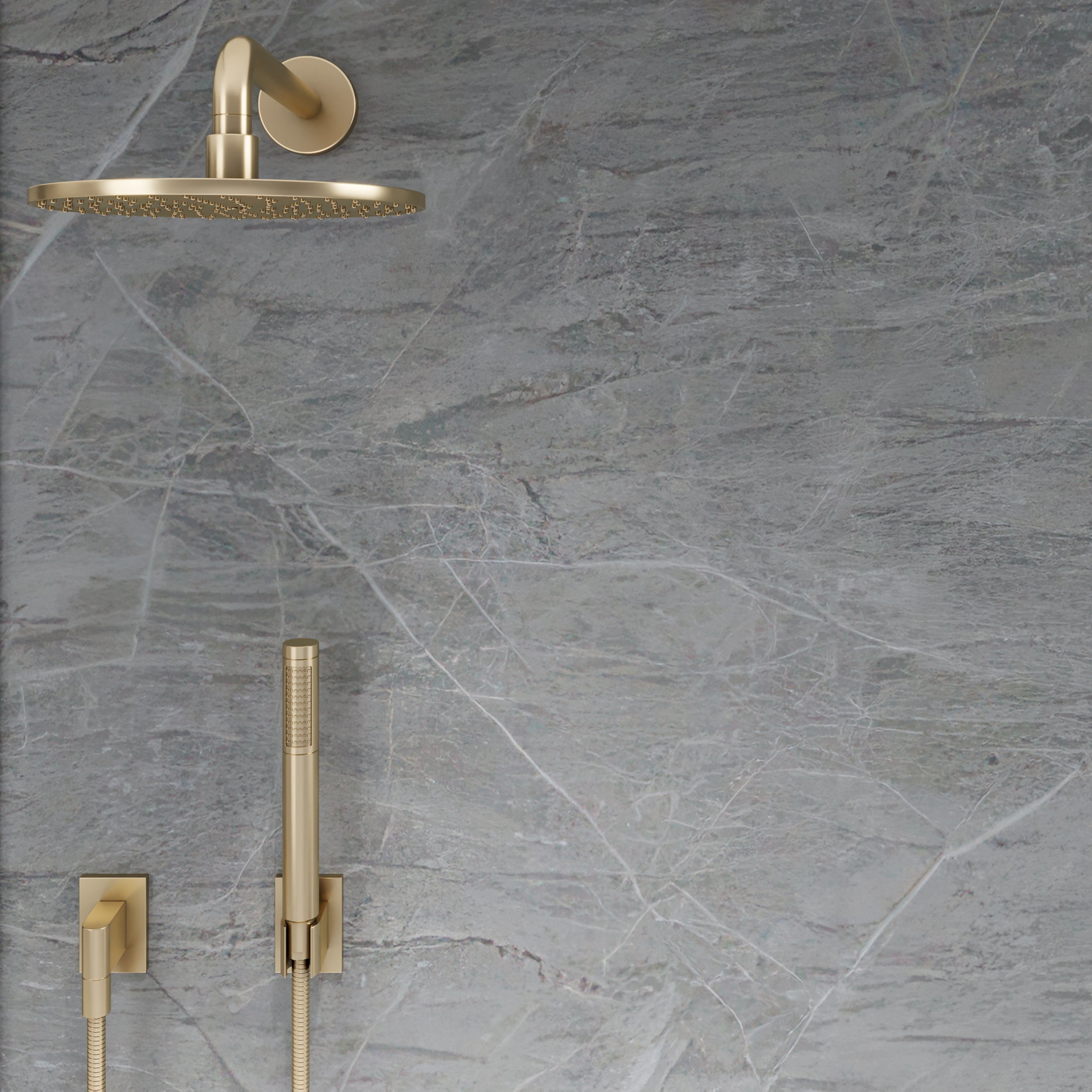 Pietra grey bathroom wall panels with marble effect PVC, waterproof, grout-free, and ideal for modern showers.