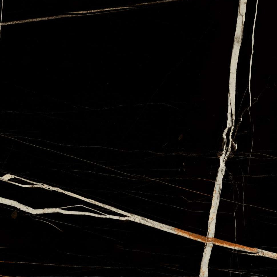 Polished black Porcelain Wall And Floor Tiles with golden streaks for elegance