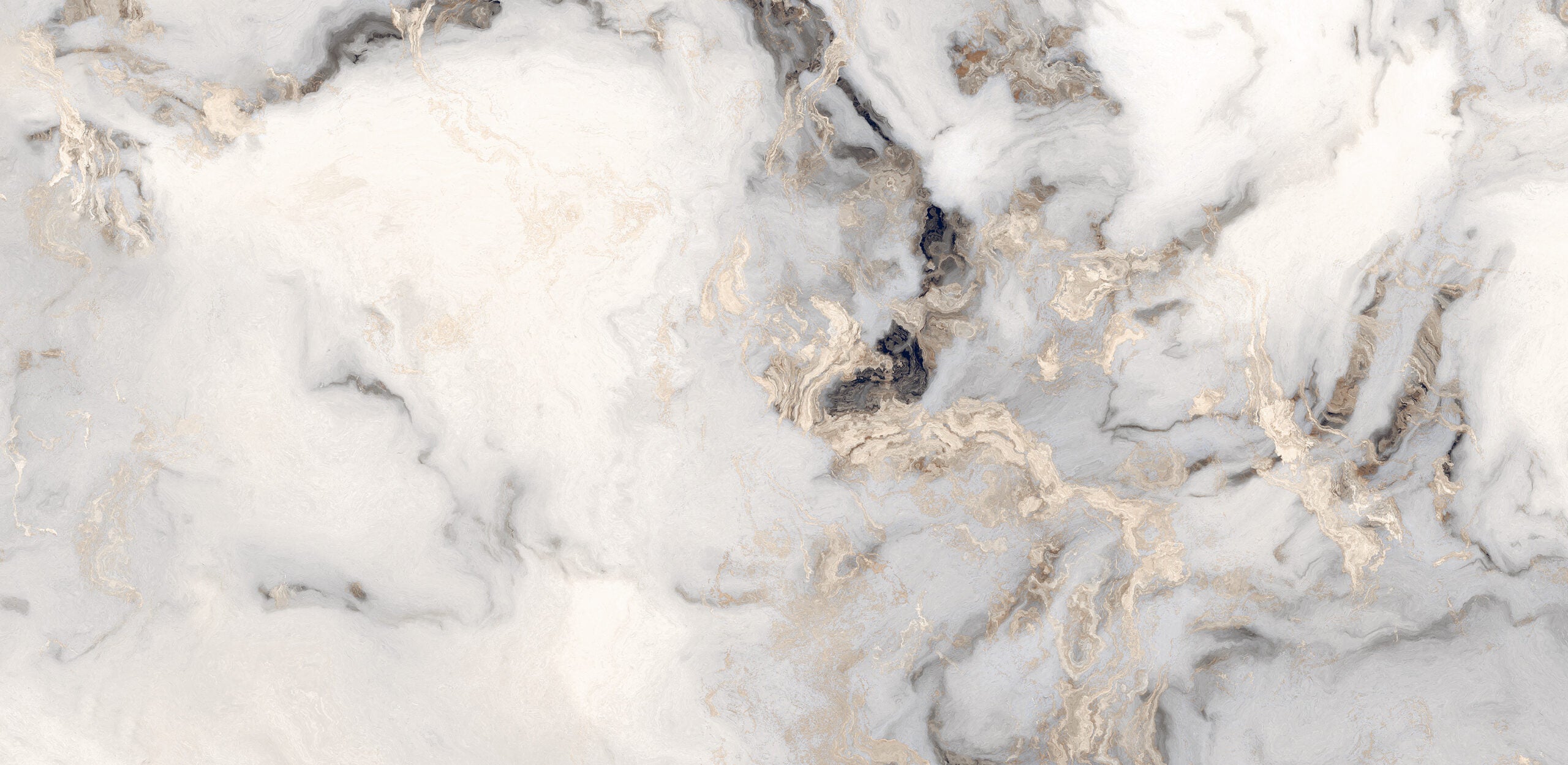 Porcelain wall and floor tiles with glossy white marble effect and gold veining.