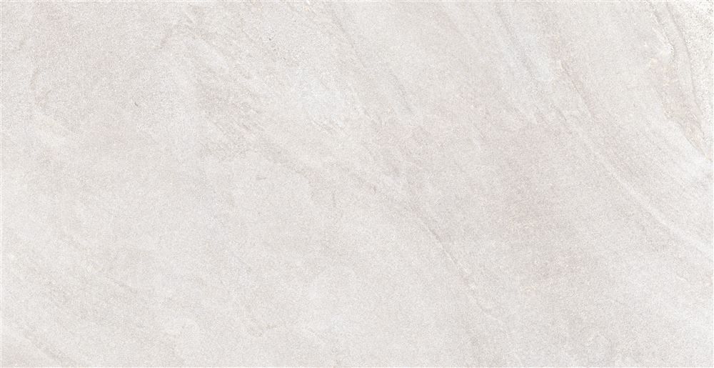 Rectified white porcelain tiles with stone texture for seamless installation