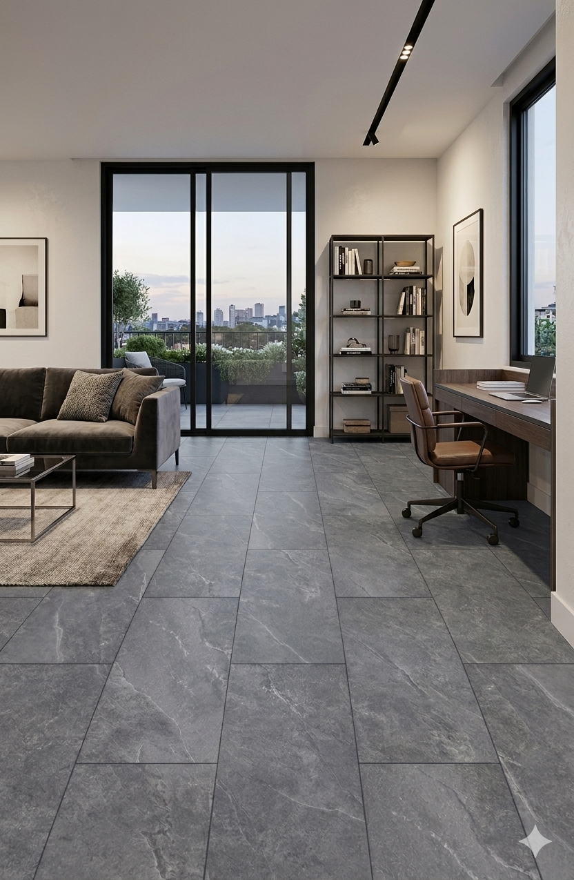 Premium Grey Marble Effect click SPC Flooring with elegant marble look and waterproof rigid core