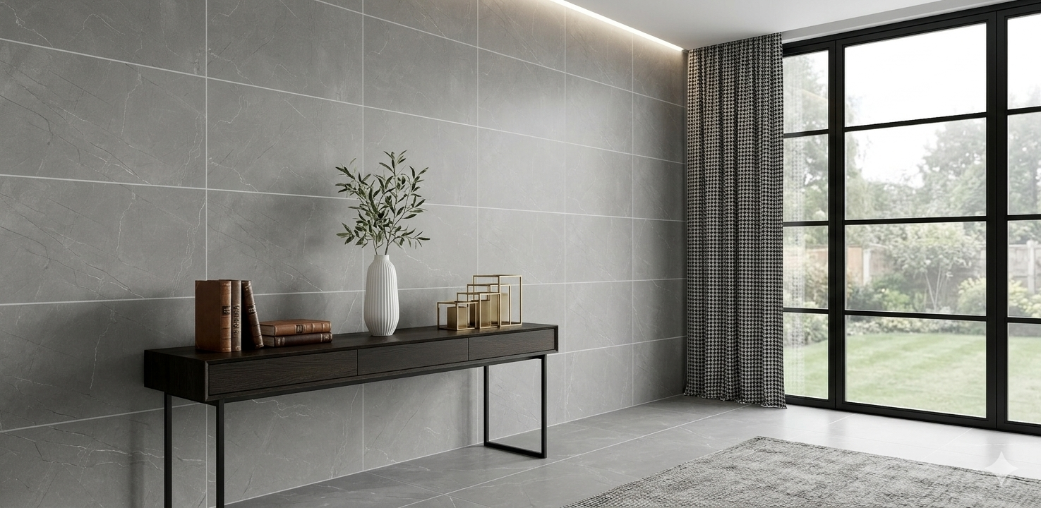 Premium grey marble effect Porcelain wall and floor tiles 600x1200mm glossy finish design