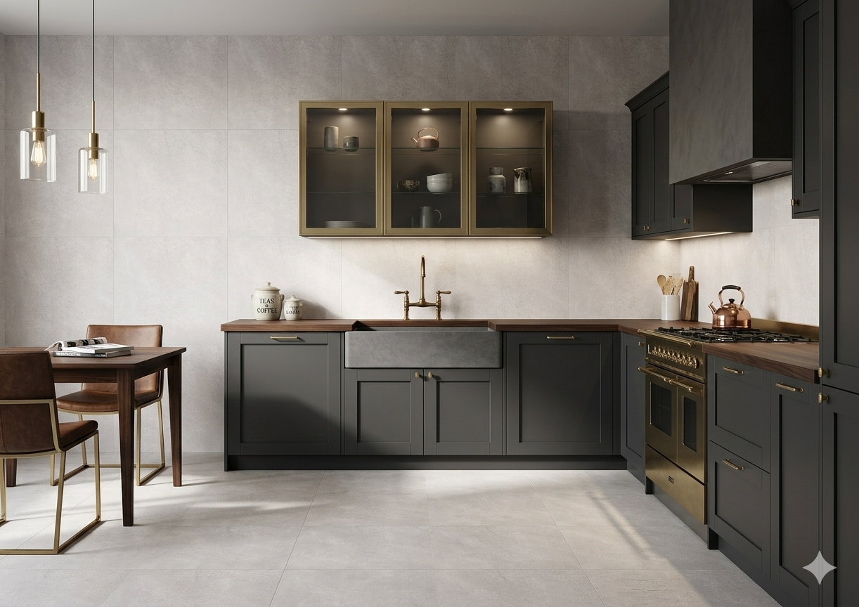 Premium silver grey Porcelain wall and floor tiles featuring a contemporary marble geometric design
